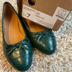 NEW J Crew green ballet flats